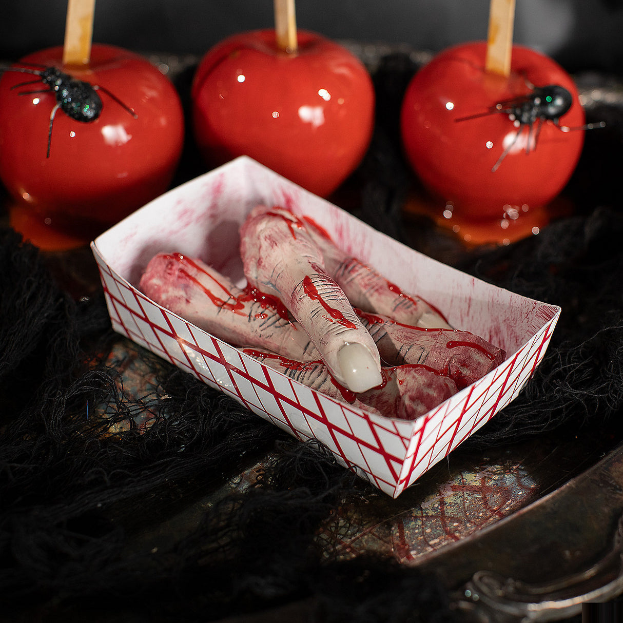 Creepy Food Tray of Dismembered Fingers for Halloween Party Scares and Haunted House Decor