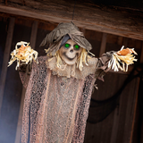 43 1/4" x 70 3/4" Light Up Hanging Skeleton Scarecrow Halloween Prop