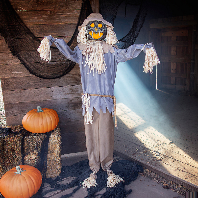 Animated Evil Pumpkin Scarecrow Halloween Decoration for Haunted Houses and Trick-or-Treating Events