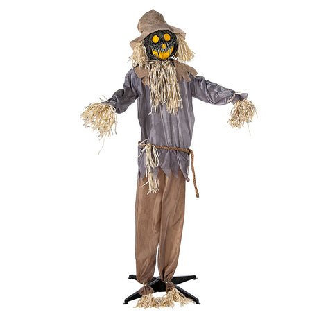 Animated Evil Pumpkin Scarecrow Halloween Decoration for Haunted Houses and Trick-or-Treating Events