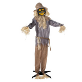 Animated Standing Evil Pumpkin Scarecrow Halloween Decoration 55 x 66 3/4