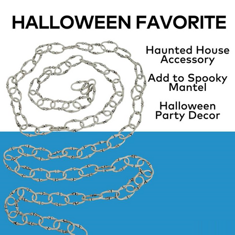 Grey Plastic Bone Link Chain Halloween Decoration 12 Ft.