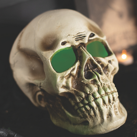 Giant Light-Up Skull Plastic Halloween Decoration 10 3/4" x 12 1/2"