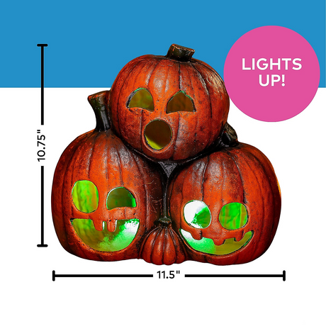Light-Up Jack-O-Lantern Trio Halloween Decoration 11 1/2 x 10 3/4"