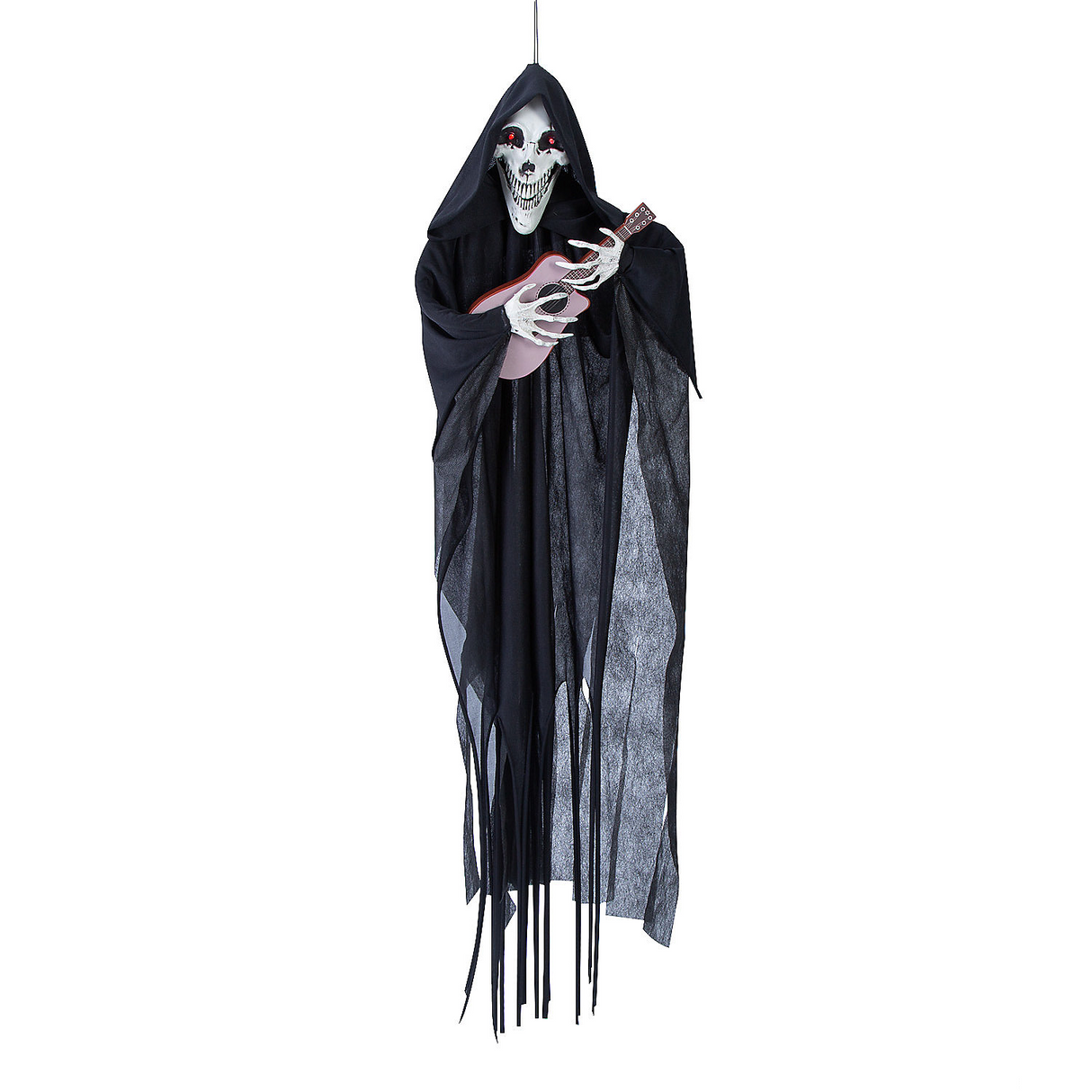 Hanging Animated Singing Reaper with Guitar Halloween Decoration, 13 3/4" x 47 1/4"