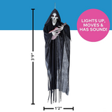 Hanging Animated Singing Reaper with Guitar Halloween Decoration, 13 3/4" x 47 1/4"