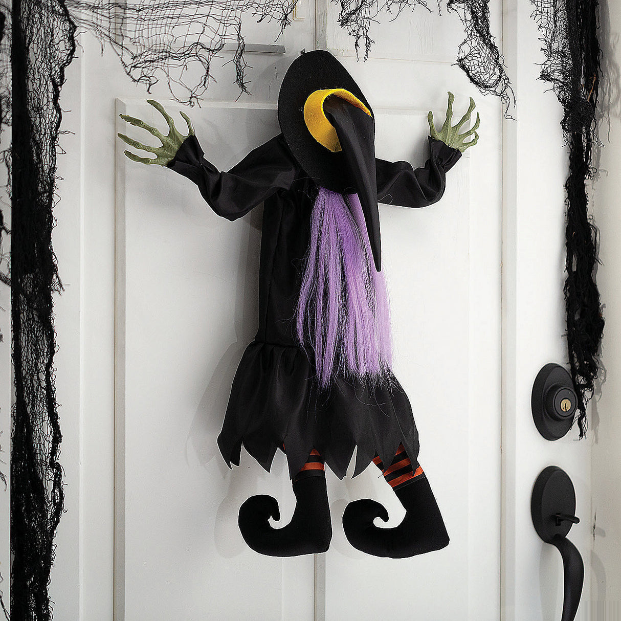 Hanging Animated Crashed Witch Decoration for Halloween Parties Fun Events and Haunted House Themes