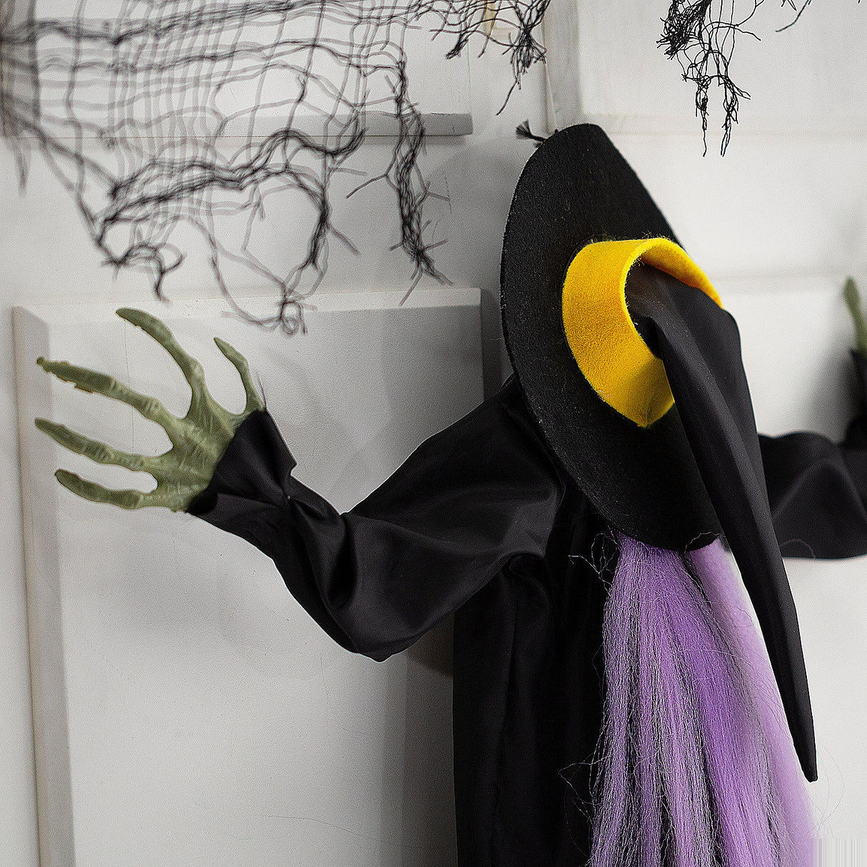 Hanging Animated Crashed Witch Decoration for Halloween Parties Fun Events and Haunted House Themes