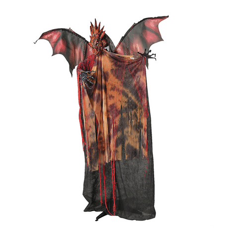6 Ft. Standing Animated Black & Red Dragon Man Halloween Decoration