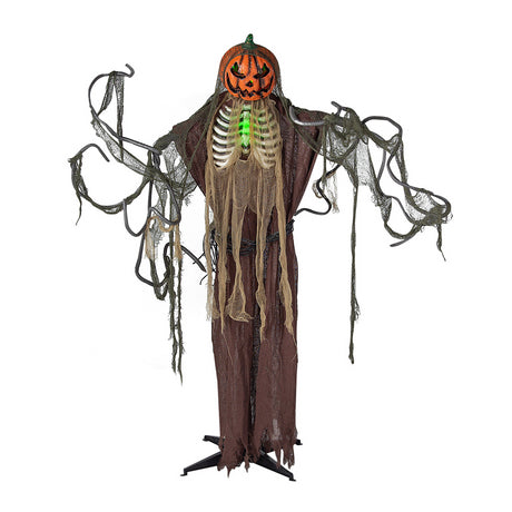 Animated Light-Up Standing Jack-O-Lantern Man for Halloween Decor Front Yard Displays and Trick-or-Treat Stations