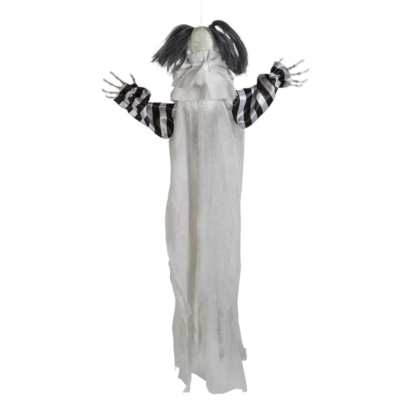 Black and White Animated Light-Up Clown Halloween Decoration 43 1/4"