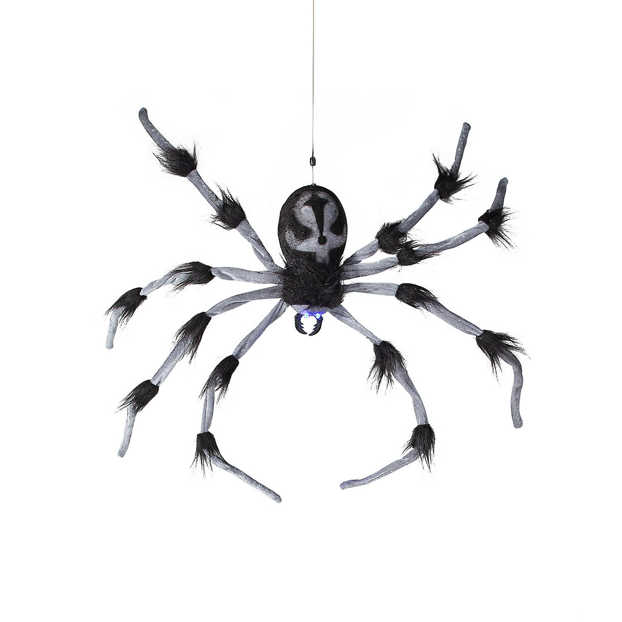 Gray and Black Hairy Floating Spider Hanging Halloween Decoration 31 1/2"