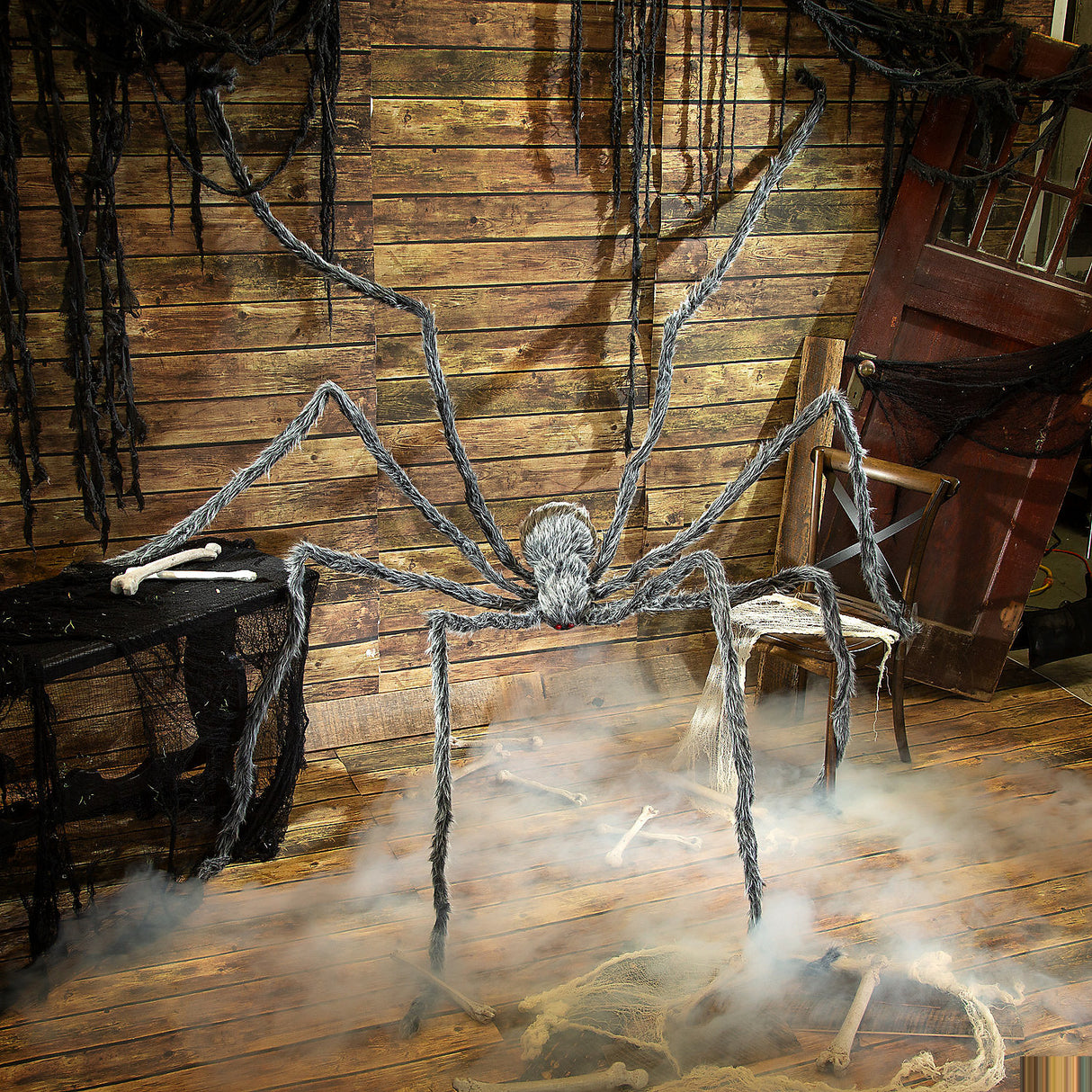 Furry Spider Halloween Prop for Trunk or Treat Parties and Haunted House Decorations