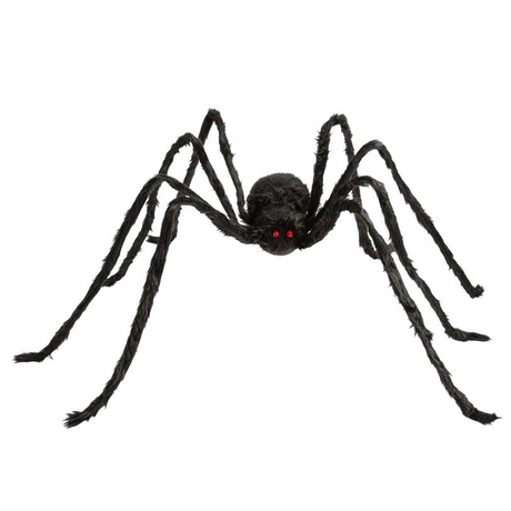 Large Poseable Hairy Black Spider Halloween Decoration 98 1/2"