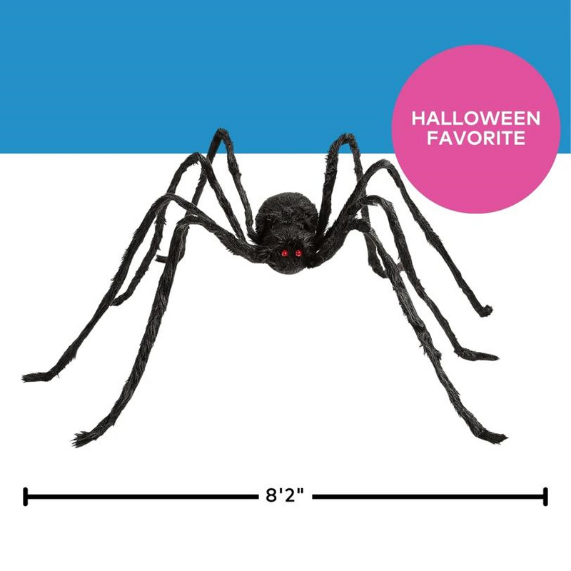 Large Poseable Hairy Black Spider Halloween Decoration 98 1/2"