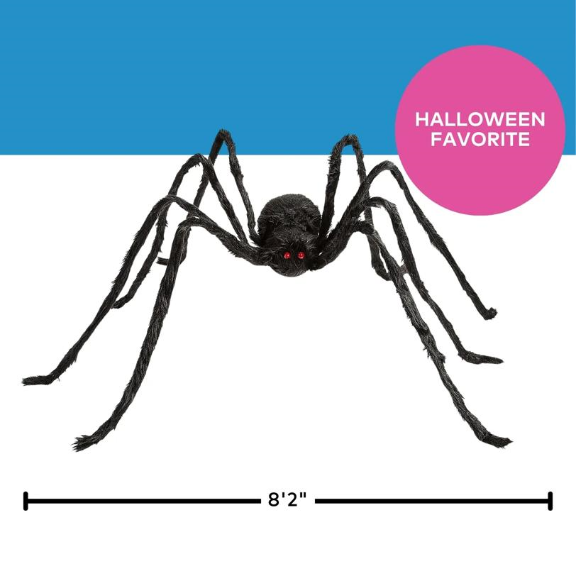 Large Poseable Hairy Black Spider Halloween Decoration 98 1/2"