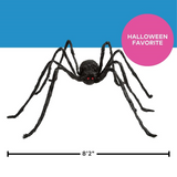Large Poseable Hairy Black Spider Halloween Decoration 98 1/2"