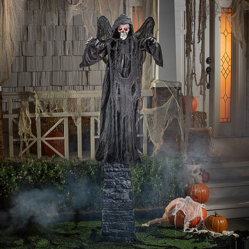 Animated Standing Skeletal Reaper Decoration for Halloween Parties and Spooky Events