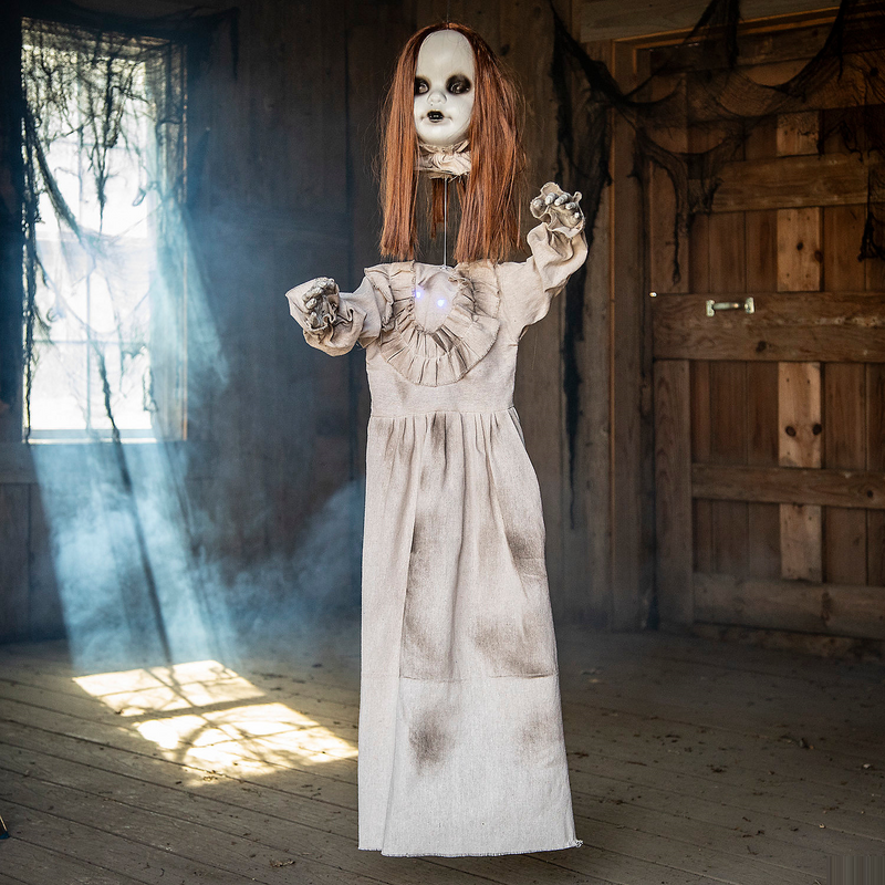 39.25" Hanging Girl Red-Haired Light-Up Doll - Creepy Halloween Decoration product image - Halloween Lighting & Effects