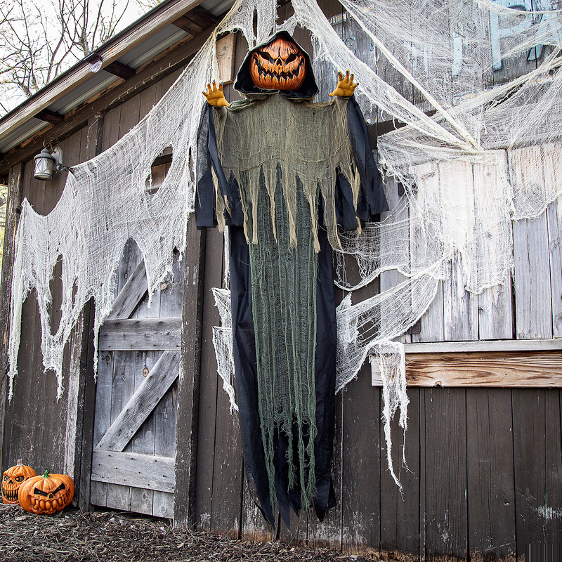 Light-Up Hanging Big Pumpkin Head Decoration for Halloween Party Yards and Spooky Home Decor