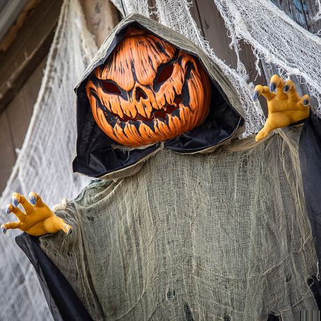 Light-Up Hanging Big Pumpkin Head Halloween Decoration 7 Ft.