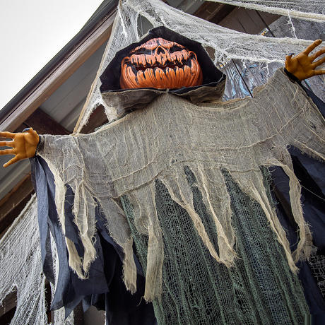 Light-Up Hanging Big Pumpkin Head Halloween Decoration 7 Ft.