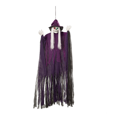 Light-Up Eyes Skeletal Witch Halloween Hanging Decoration 6 Ft.