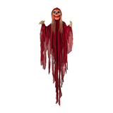 Light-Up Skeletal Reaper in Red Robes Halloween Hanging Decoration 66 3/4"