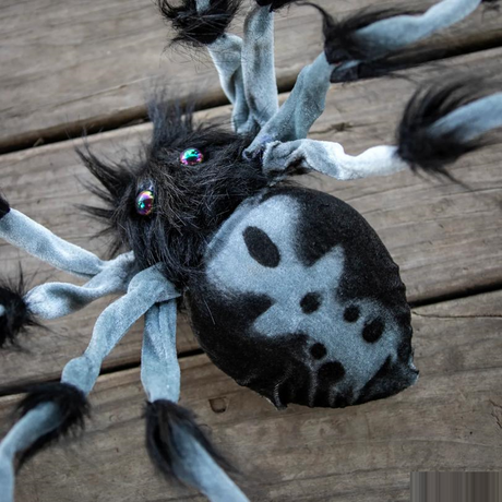 Gray and Black Hairy Walking Spider Halloween Decoration 31 1/2"
