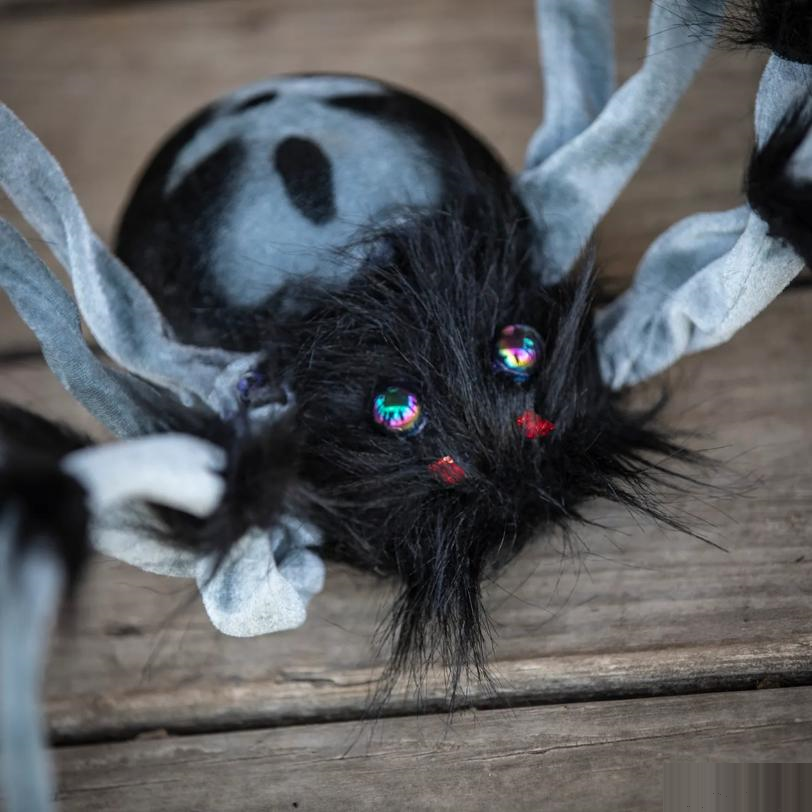 Gray and Black Hairy Walking Spider Halloween Decoration 31 1/2"