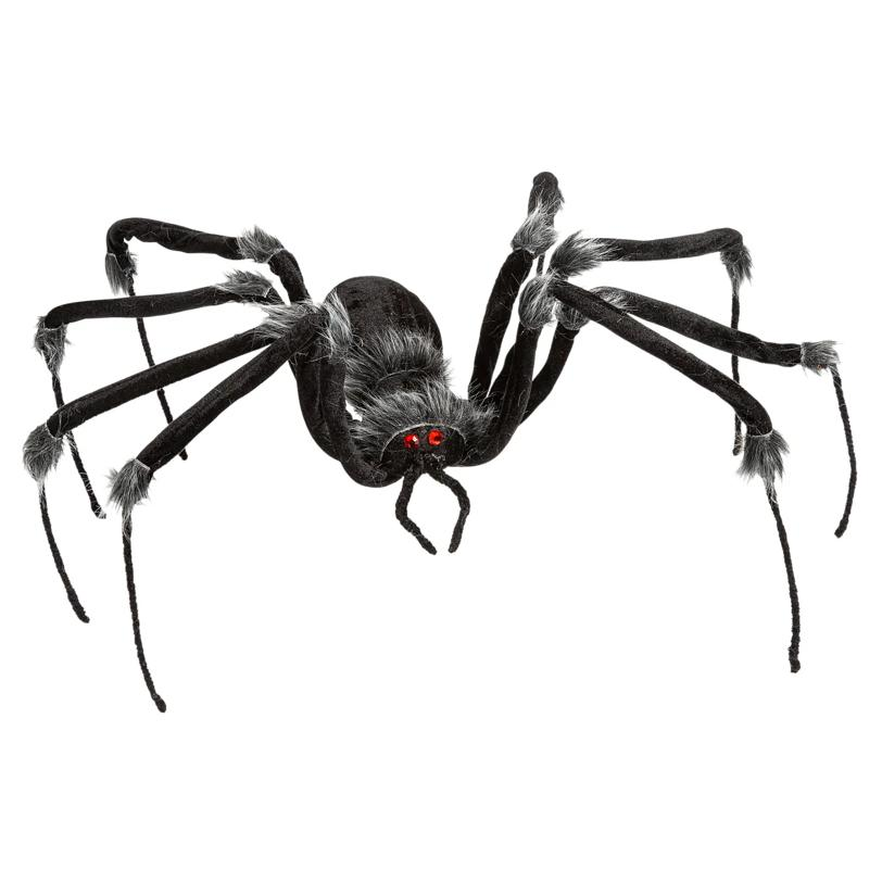 Poseable Hairy Joints Black Wolf Spider Halloween Decoration 55"