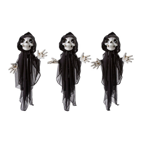 Fun Light-Up Eyes Yard Stake Grinning Reapers Set for Halloween Outdoor Decoration and Trick-or-Treating
