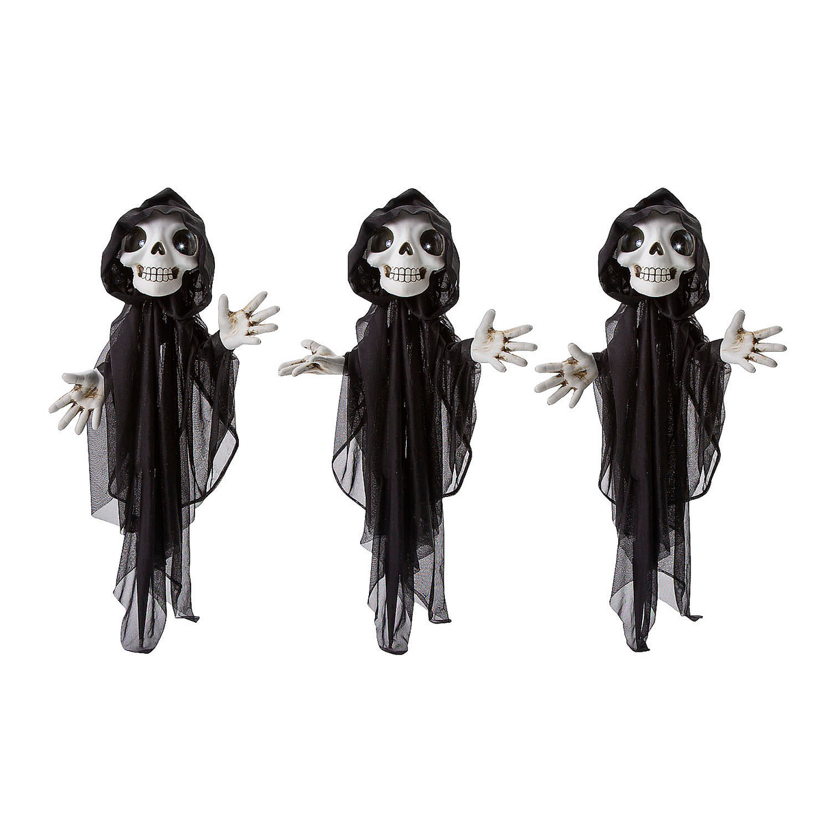 23.5" Light-Up Eyes Grinning Reapers Yard Stake Set – 3 Pieces