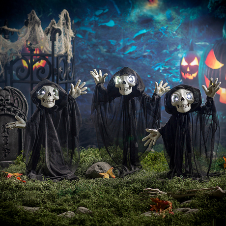 23 1/2 Light-Up Eyes Yard Stake Grinning Reapers Set