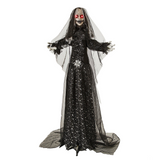 5 Ft. 6" Standing Animated Bride with Black Dress Halloween Decoration