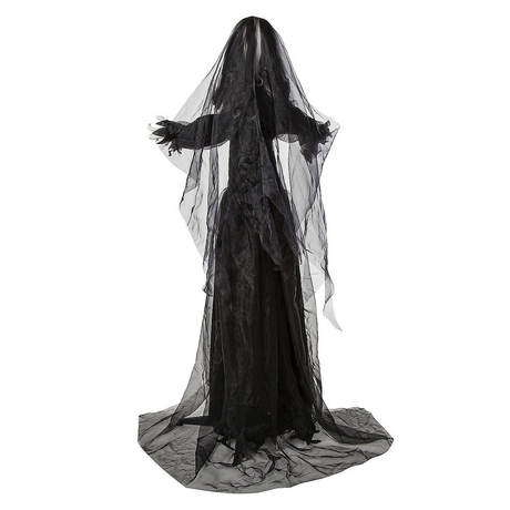 5 Ft. 6" Standing Animated Bride with Black Dress Halloween Decoration