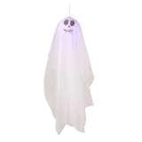 White Light-Up Smiling Ghost Hanging Halloween Decoration 64 3/4"