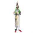 5 Ft. 6" Hanging Animated Multicolored Clown with Green Hair Halloween Decoration