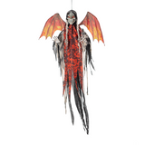 Animated & Light-Up Red Skeletal Reaper with Wings Hanging Decoration 60 1/4"
