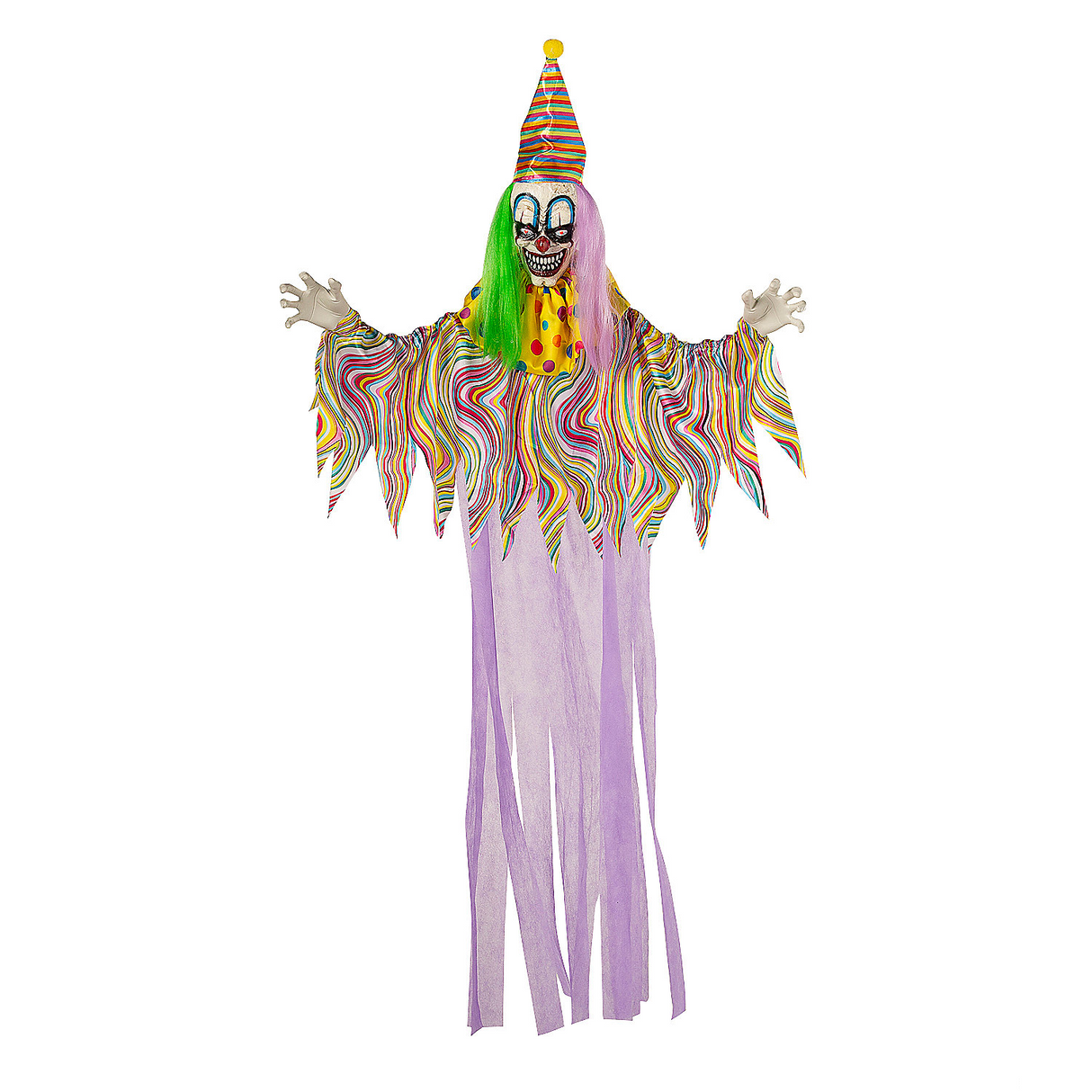 Light-Up Hanging Clown with Sounds Halloween Decoration 66 3/4"