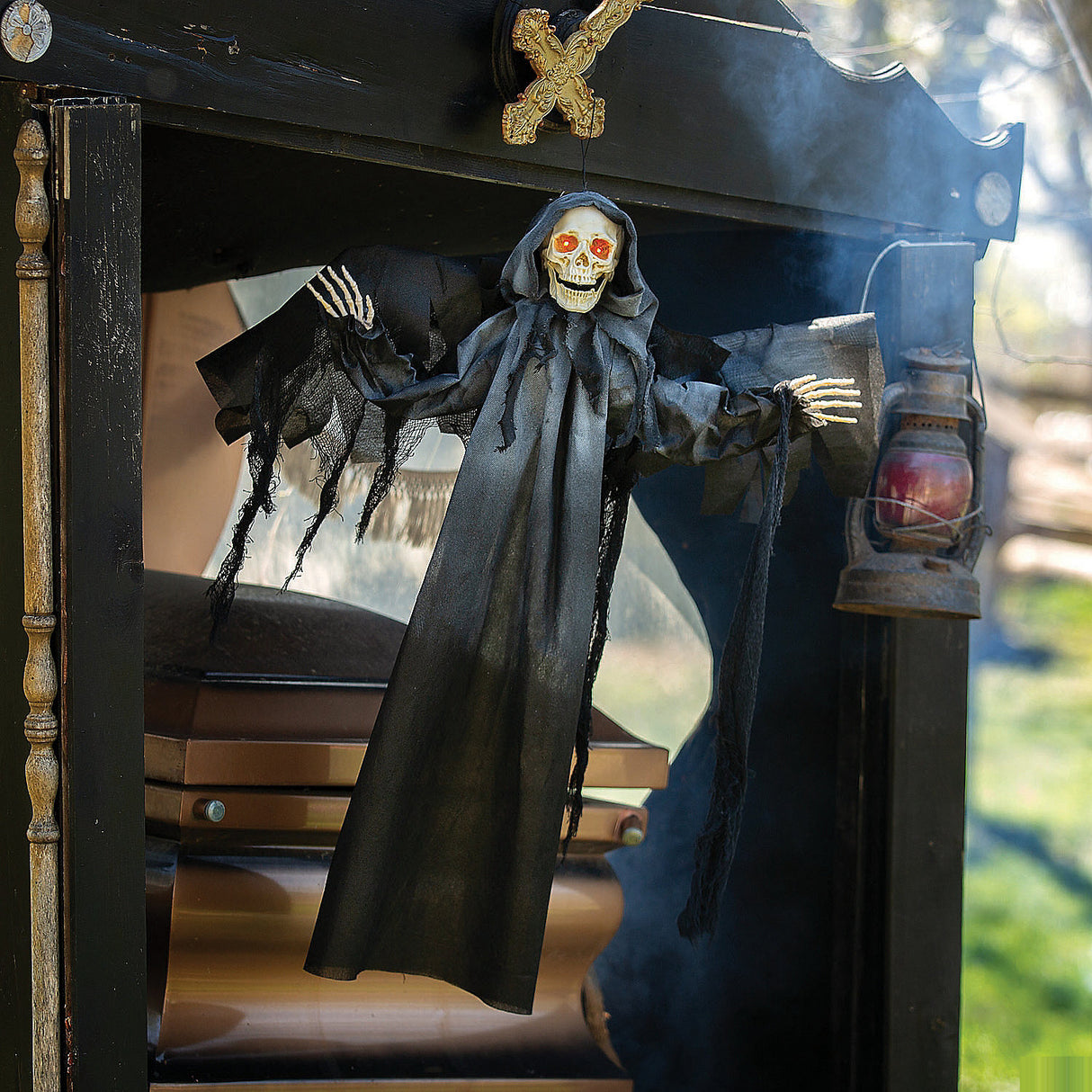 Spooky Animated Grim Reaper with Wings Decoration for Halloween Parties and Haunted House Displays