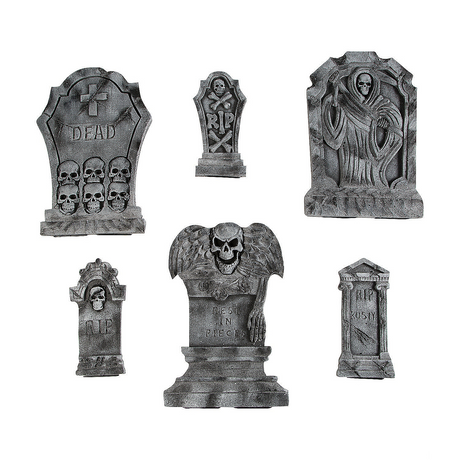 Spooky Graveyard Foam Tombstone Halloween Decorations Set 6 Pc.