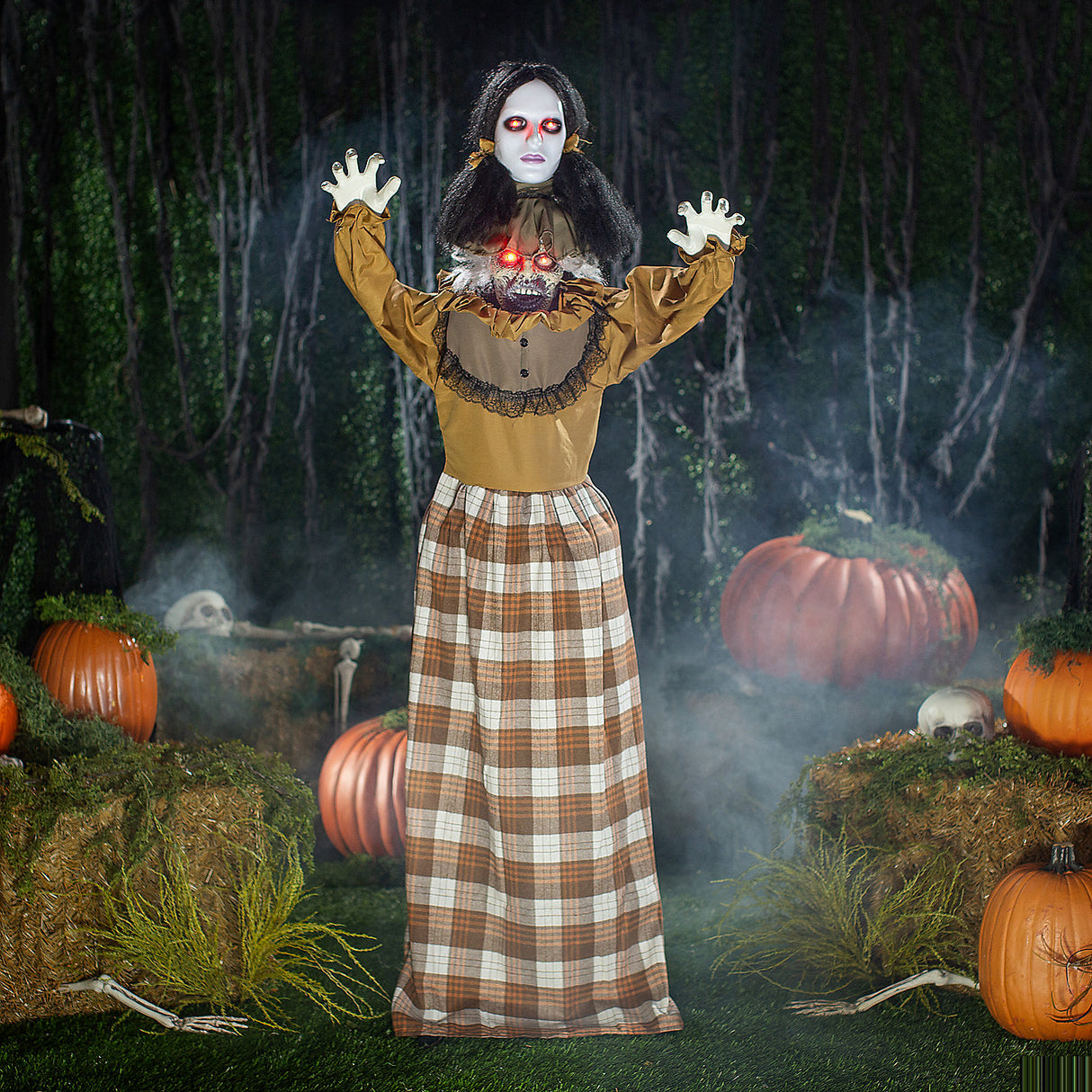 Haunting 5 Ft Standing Creepy Woman Decoration for Spooky Halloween Parties and Festive Events