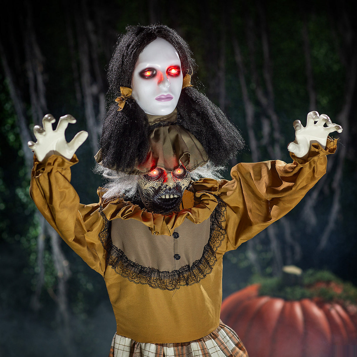 Haunting 5 Ft Standing Creepy Woman Decoration for Spooky Halloween Parties and Festive Events