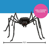 Furry Black Polyester Spider Halloween Decoration 7 Ft. x 4 1/2"