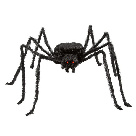 Furry Black Polyester Spider Halloween Decoration 7 Ft. x 4 1/2"