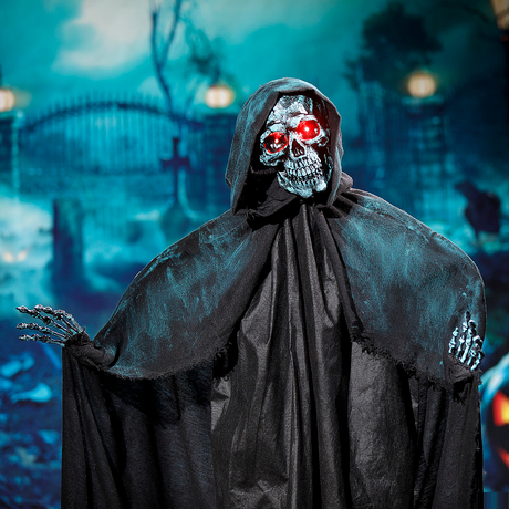 Animated Standing Skeleton of Death Plastic Statue 5 1/2 Ft.