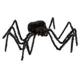 7 1/2 Ft. Furry Black Polyester Spider Halloween Decoration Giant Creepy Crawling Prop