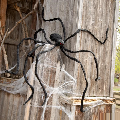 Furry Black Polyester Spider Halloween Decoration 7 1/2 Ft. x 2 3/4"