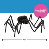 7 1/2 Ft. Furry Black Polyester Spider Halloween Decoration Giant Creepy Crawling Prop